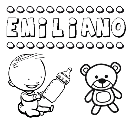 Dibujo del nombre Emiliano para colorear, pintar e imprimir