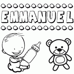 Dibujo del nombre Emmanuel para colorear, pintar e imprimir