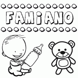 Dibujo del nombre Famiano para colorear, pintar e imprimir