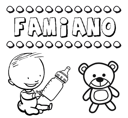 Dibujo del nombre Famiano para colorear, pintar e imprimir