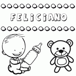 Dibujo del nombre Feliciano para colorear, pintar e imprimir
