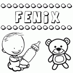 Dibujo del nombre Fénix para colorear, pintar e imprimir