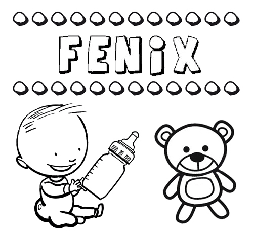 Dibujo del nombre Fénix para colorear, pintar e imprimir