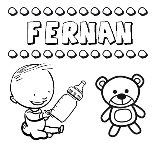 Dibujo del nombre Fernán para colorear, pintar e imprimir