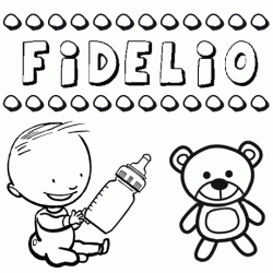 Dibujo del nombre Fidelio para colorear, pintar e imprimir