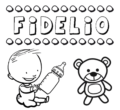 Dibujo del nombre Fidelio para colorear, pintar e imprimir