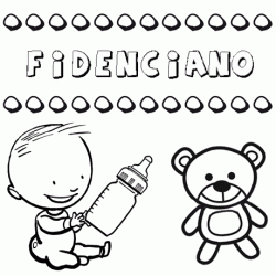 Dibujo del nombre Fidenciano para colorear, pintar e imprimir