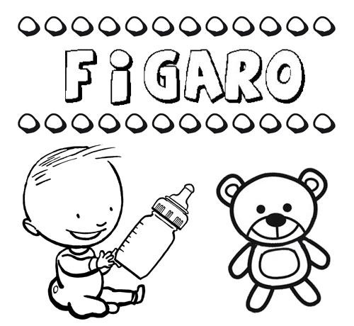 Dibujo del nombre Fígaro para colorear, pintar e imprimir