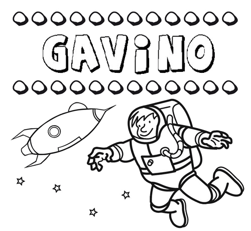 Dibujo del nombre Gavino para colorear, pintar e imprimir
