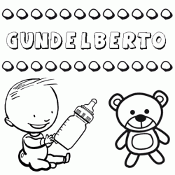 Dibujo del nombre Gundelberto para colorear, pintar e imprimir