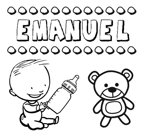 Dibujo del nombre Emanuel para colorear, pintar e imprimir
