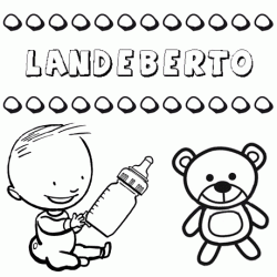 Dibujo del nombre Landeberto para colorear, pintar e imprimir