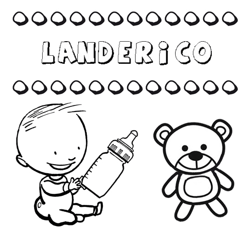 Dibujo del nombre Landerico para colorear, pintar e imprimir