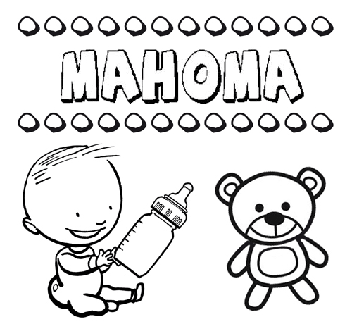 Dibujo del nombre Mahoma para colorear, pintar e imprimir