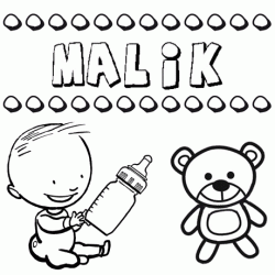 Dibujo del nombre Malik para colorear, pintar e imprimir