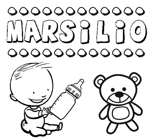 Dibujo del nombre Marsilio para colorear, pintar e imprimir