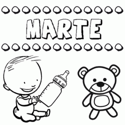Dibujo del nombre Marte para colorear, pintar e imprimir