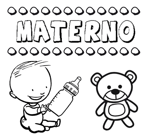 Dibujo del nombre Materno para colorear, pintar e imprimir