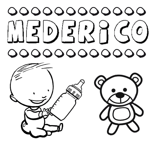 Dibujo del nombre Mederico para colorear, pintar e imprimir