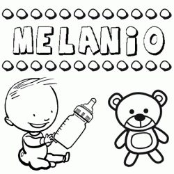 Dibujo del nombre Melanio para colorear, pintar e imprimir