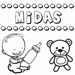 Dibujo del nombre Midas para colorear, pintar e imprimir