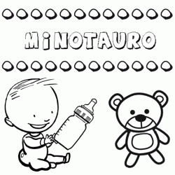 Dibujo del nombre Minotauro para colorear, pintar e imprimir