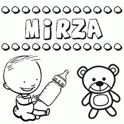 Dibujo del nombre Mirza para colorear, pintar e imprimir