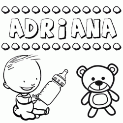 Dibujo del nombre Adriana para colorear, pintar e imprimir