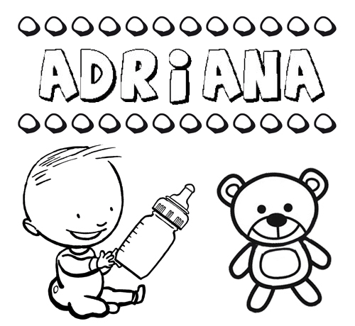 Dibujo del nombre Adriana para colorear, pintar e imprimir