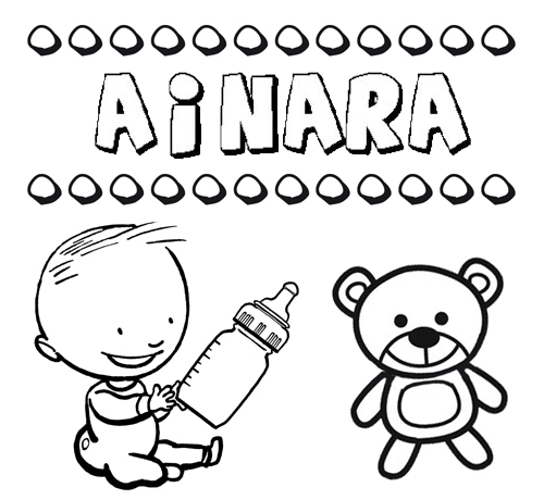 Dibujo del nombre Ainara para colorear, pintar e imprimir