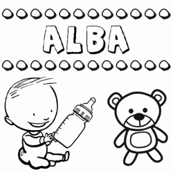 Dibujo del nombre Alba para colorear, pintar e imprimir