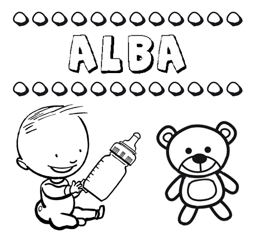 Dibujo del nombre Alba para colorear, pintar e imprimir