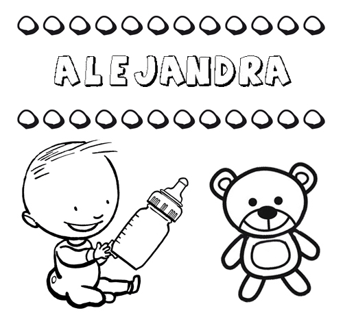 Dibujo del nombre Alejandra para colorear, pintar e imprimir