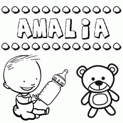 Dibujo del nombre Amalia para colorear, pintar e imprimir