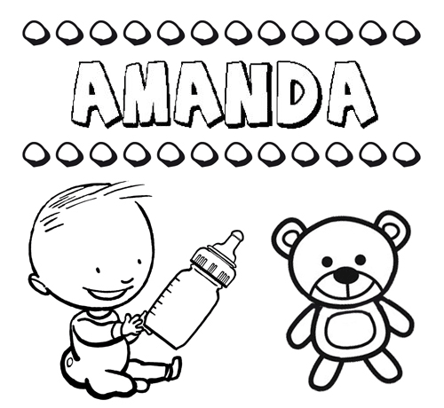 Dibujo del nombre Amanda para colorear, pintar e imprimir