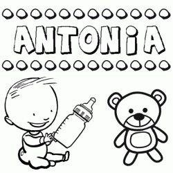 Dibujo del nombre Antonia para colorear, pintar e imprimir