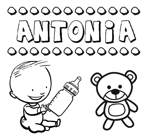 Dibujo del nombre Antonia para colorear, pintar e imprimir