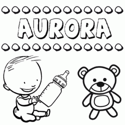 Dibujo del nombre Aurora para colorear, pintar e imprimir