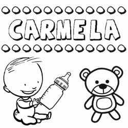 Dibujo del nombre Carmela para colorear, pintar e imprimir