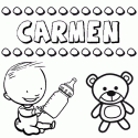 Dibujo del nombre Carmen para colorear, pintar e imprimir