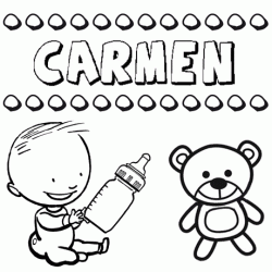 Dibujo del nombre Carmen para colorear, pintar e imprimir