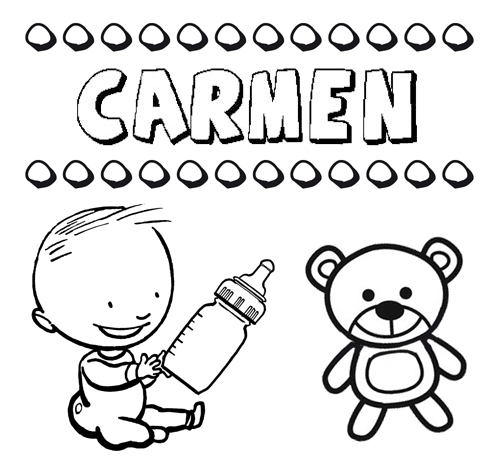 Dibujo del nombre Carmen para colorear, pintar e imprimir