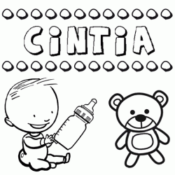 Dibujo del nombre Cintia para colorear, pintar e imprimir