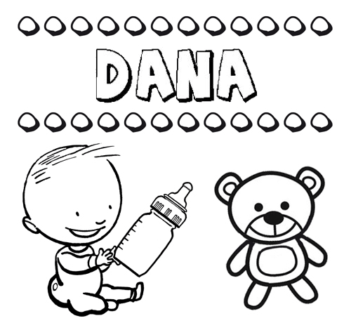 Dibujo del nombre Dana para colorear, pintar e imprimir
