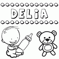 Dibujo del nombre Delia para colorear, pintar e imprimir