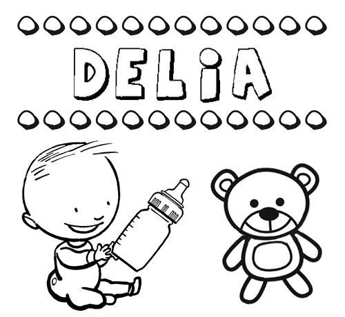 Dibujo del nombre Delia para colorear, pintar e imprimir