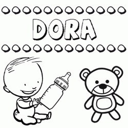 Dibujo del nombre Dora para colorear, pintar e imprimir