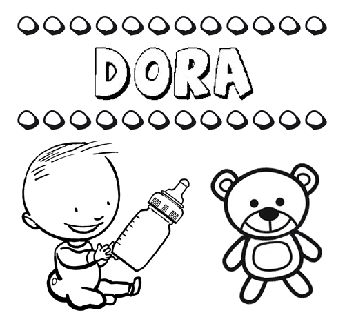 Dibujo del nombre Dora para colorear, pintar e imprimir