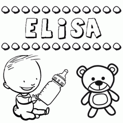 Dibujo del nombre Elisa para colorear, pintar e imprimir