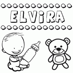 Dibujo del nombre Elvira para colorear, pintar e imprimir